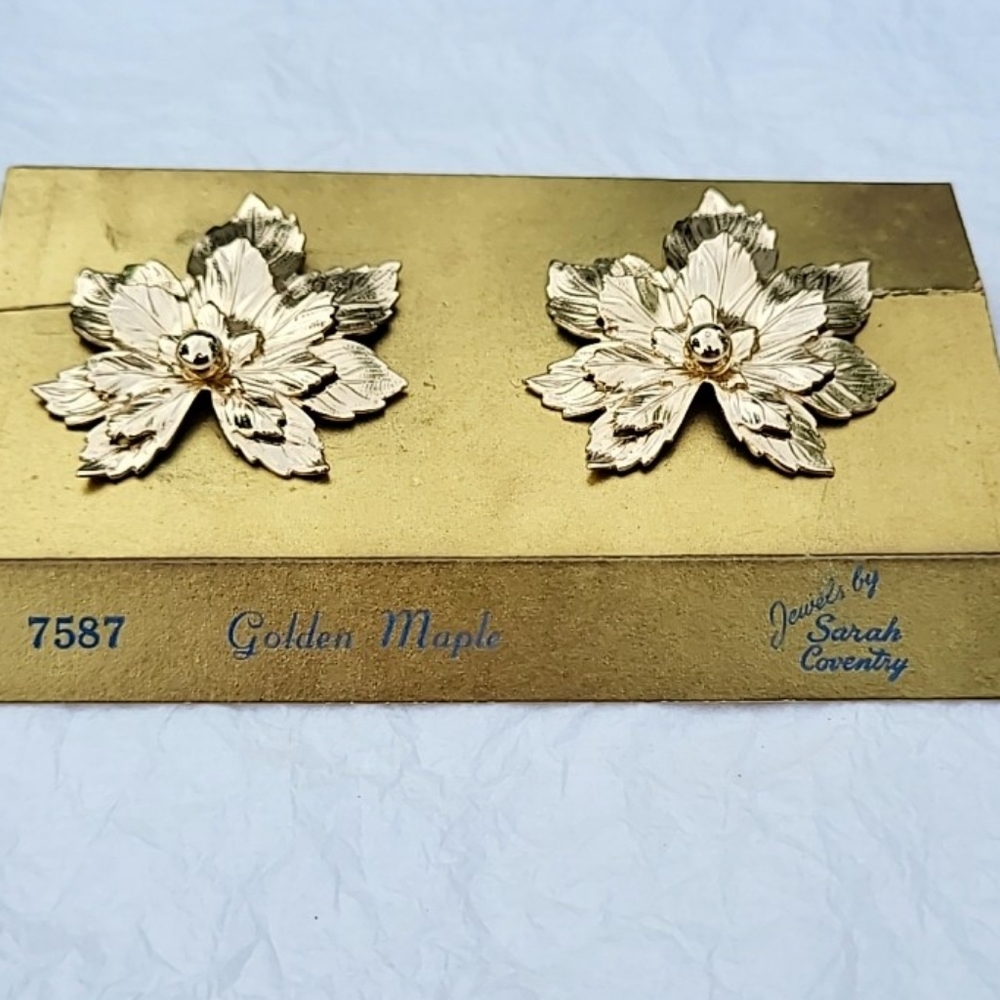 SARAH COVENTRY "GOLDEN MAPLE" EARRINGS - ORIGINAL CARD - Picture 2 of 6